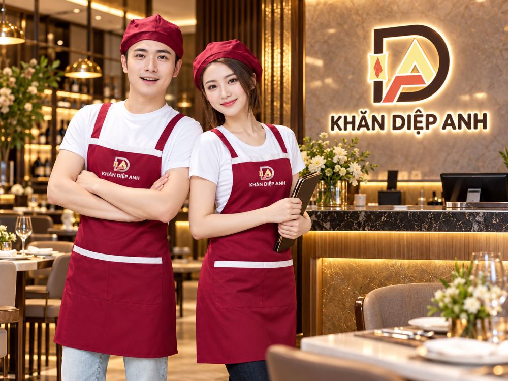Tạp dề dùng trong nhà hàng, tiệm cafe